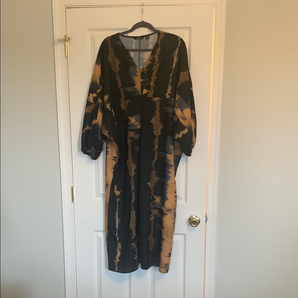 Black and Tan Tie-Dye Maxi Dress